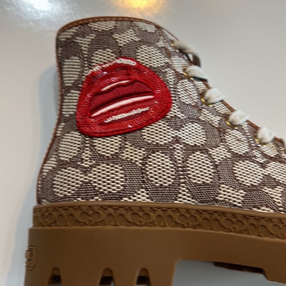 NWT Coach X Tom Wesselmann Trooper Mid Top Boot Signature Jacquard Leather Shoe - Picture 7 of 8